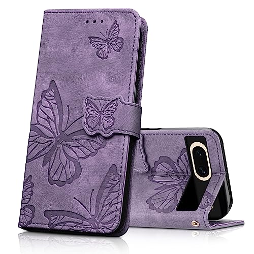 CXTcase Handyhülle für Google Pixel 7 Pro Hülle,Schutzhülle Flip Case für Google Pixel 7 Pro,PU Leder Magnetische Schmetterlings Lederhülle Tasche für Google Pixel 7 Pro,Lila von CXTcase