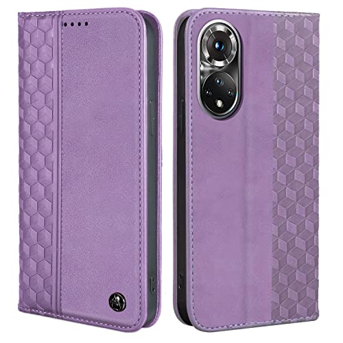 CXTcase Handyhülle für Honor 50 5G / Huawei Nova 9 Hülle, Lederhülle Flip Case für Honor 50 5G, PU Leder Klappbare Stoßfeste Magnetische Schutzhülle Tasche für Honor 50 5G, Violett von CXTcase