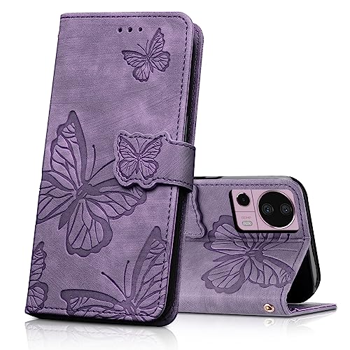 CXTcase Handyhülle für Xiaomi 13 Lite Hülle, Schutzhülle Flip Case für Xiaomi 13 Lite, PU Leder Magnetische Schmetterlings Lederhülle Tasche für Xiaomi 13 Lite, Lila von CXTcase