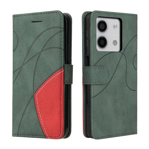 CXTcase Handyhülle für Xiaomi Redmi Note 13 5G, Flip PU Leder Hülle Xiaomi Redmi Note 13 5G Cover, Modisch Flip Case Xiaomi Redmi Note 13 5G Handytasche Schutzhülle, Grün von CXTcase