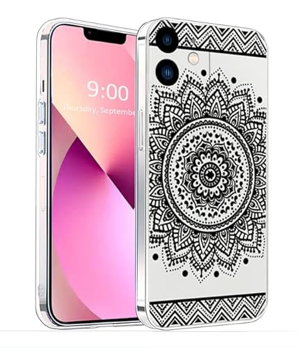 CXTcase Hülle für iPhone 11,Ultra Dünne Voller Schutz Handyhülle für iPhone 11,Stoßfeste Protection Case Cover,iPhone 11 Transparente Anti-Fall-Mandala Schutzhülle,Schwarz von CXTcase