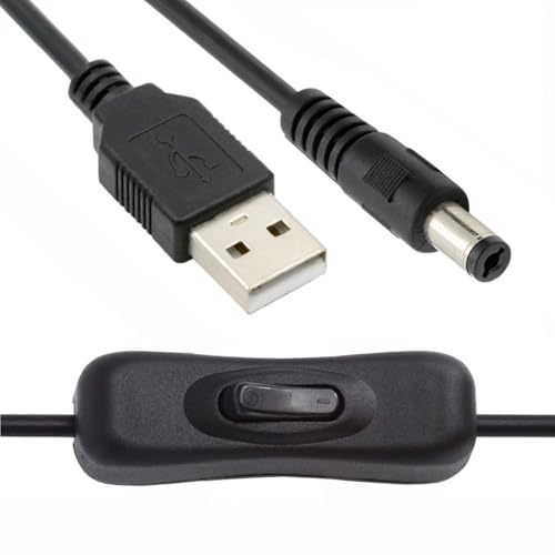 CY-Kabel, DC-Stecker 5,5 x 2,1 mm auf USB-Typ-A-Kabel mit Ein-/Ausschalter für DC 5 V Schreibtischlampe, Lüfter, Kamera von CY