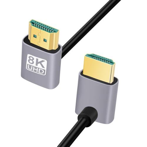 CY Kabel HDMI 2.1 Ultradünnes HDTV-Kabel 8K 4K Hyper Super Flexible Slim Cord Von oben abgewinkelt auf 90 Grad nach oben abgewinkelt Typ A für Computer-HDTV (50cm) von CY