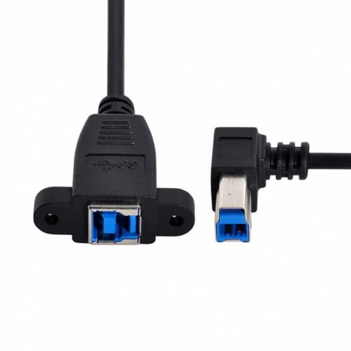 CY Kabel USB 3.0 Rückwandmontage, B-Buchse auf rechtwinklig, 90 Grad B-Stecker, Verlängerung, 0,5 m von CY