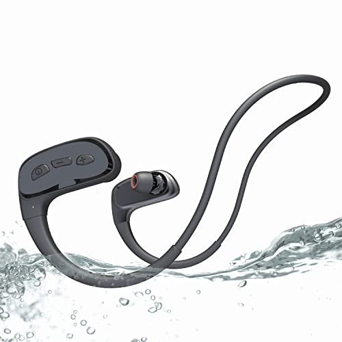 CYBORIS Kopfhörer Schwimmen, IPX8 wasserdichte Bluetooth Kopfhörer, Kabellos in Ear Kopfhörer Sport Kopfhörer mit Mp3 Player 32GB Speicher, Eingebauter Bone Conduction Lautsprecher, EQ-Schaltfunktion von CYBORIS
