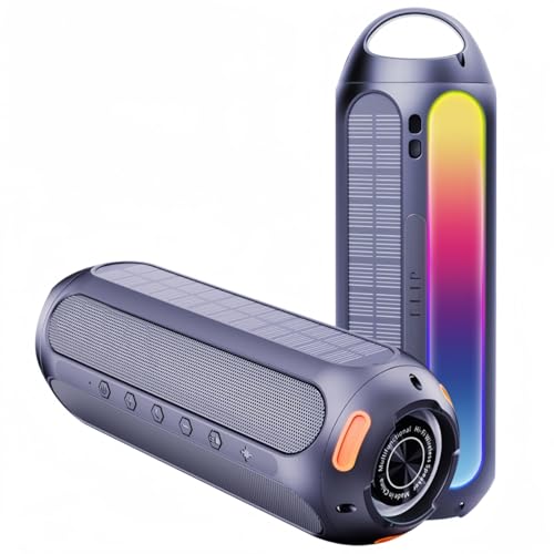 CYBORIS Solar-Magnet-Bluetooth-Lautsprecher, 30 W, tragbare kabellose Outdoor-Lautsprecher, IPX6 wasserdicht, mit LED-RGB-Lichtern, 30 Stunden Spielzeit, tiefer Bass für Reisen, Golf, Strand, Party von CYBORIS