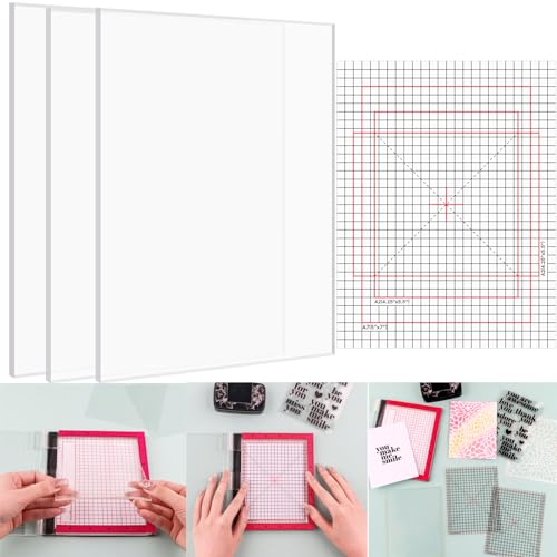 3 x 16,5 x 21,6 cm Photopolymer-Griffmatte mit 6 bedruckten Anleitungen zum Stempeln, vielseitig verwendbare, rutschfeste Klebematten, passt in Stempelpositionierungswerkzeug für Kartenherstellung, von CYFUN DESIGN