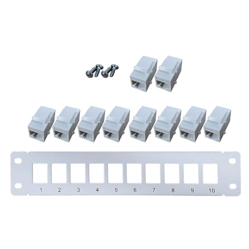 CYILPR 10-Port CAT5e Geschirmtes Patchpanel RJ45 10G Ready Metallgehäuse Farbcodierte Beschriftung Für T568A Und T568B Verkabelung Weiß von CYILPR