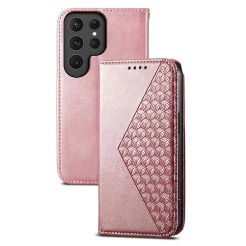 Brieftaschenetui Für Samsung Galaxy S25/S25 Plus/S25 Ultra, Schmale Retro-Klapphülle Aus Leder Mit Kartenfächern Und Ständer,S25 Plus,Pink von CYPOSLDN