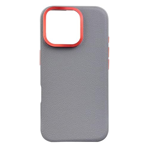 CYPOSLDN Lederhülle Für iPhone 16/16 Pro/16 Plus/16 Pro Max, Schlanke Dünne Business-Abdeckung Schale Linsenschutz Stoßfeste Minimalistische Hülle,16pro,Grey von CYPOSLDN