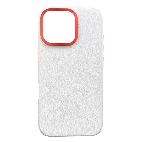 CYPOSLDN Lederhülle Für iPhone 16/16 Pro/16 Plus/16 Pro Max, Schlanke Dünne Business-Abdeckung Schale Linsenschutz Stoßfeste Minimalistische Hülle,16pro,White von CYPOSLDN