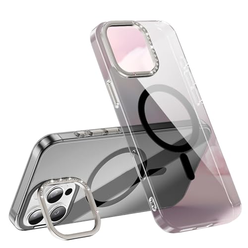 CYPOSLDN Magnetische Hülle Für iPhone 16/16 Pro/16 Pro Max, Transparente Abdeckung Mit Kameraschutz, Ständerhalterung, Schmal, Dünn, Vergilbungsfrei, Stoßfeste Hülle,16pro max,Black von CYPOSLDN