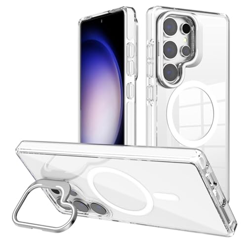 Magnetische Hülle Für Samsung Galaxy S25/S25 Plus/S25 Ultra, Stoßfeste Abdeckung Kabelloses Laden Mit Objektivständer Slim Case,S25 Plus,White von CYPOSLDN