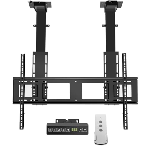 LCD-TV-Bodenständer - Elektrische TV-Deckenhalterung, TV-Ständer mit Teleskop-Lift und zwei Motoren, höhenverstellbarer TV-Ständer, passend for 55-120 Zoll große motorisierte TV-Ständer, mit Speichere von CYRMPQ