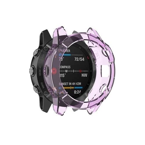 CYSUE TPU-Uhrengehäuse für Garmin Fenix 7S 7 7X 6 6S 6X Pro 5X 5 5SPlus Smartwatch-Schutzhülle für Smartwatch, stoßfest, transparent, Lila, 22 mm von CYSUE