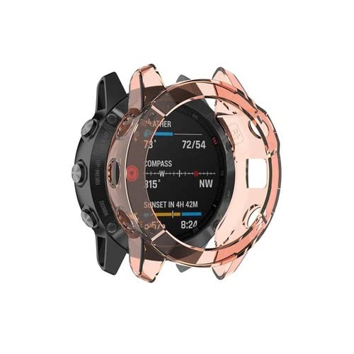 CYSUE TPU-Uhrengehäuse für Garmin Fenix 7S 7 7X 6 6S 6X Pro 5X 5 5SPlus Smartwatch-Schutzhülle für Smartwatch, stoßfest, transparent, Rosa, 26 mm Fenix 6X 6X Pro von CYSUE