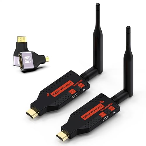 Kabelloser HDMI-Sender und -Empfänger, 100 m, Plug & Play, tragbar, 2,4G/5G, 1080P, Wireless HDMI Extender Kit für Desktop, PC, TV-Box, PS5/4 auf TV/Monitor/Projektor. von CZFULIN