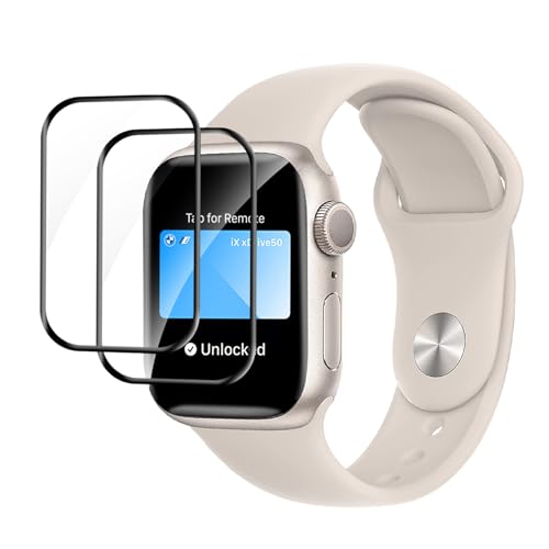 Cable Leader 2 Stück Schutzfolie für Panzerglas für Apple Watch Series 9/7/8 45mm, Anti-Fingerprint für Series 9/7/8 45mm Schutzglas, Kratzfest Wasserdicht HD Apple Watch 45mm Panzer Schutz Glas von Cable Leader