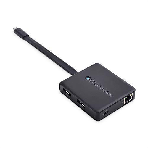 Cable Matters Dual Monitor USB C Hub DisplayPort 1.4 und 100W Ladefunktion – Unterstützt 8K und Dual 4K 60Hz – Thunderbolt 3, Thunderbolt 4, USB4-kompatibel für Surface Pro, XPS, nur Windows von Cable Matters