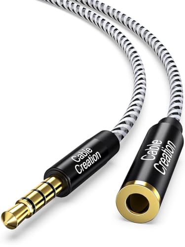 CableCreation 3.5mm Kopfhörer-Verlängerungskabel (10FT/3M), 4Pole TRRS männlich zu weiblich Aux Kabel mit Mikrofon, 1/8 Stereo Audio Kabel für Telefone, Schwarz. von CableCreation