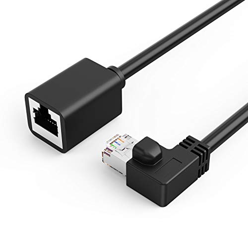 CableCreation Cat6 Abgeschirmtes Verlängerungskabel Male/Female Rechtwinklig, FTP Cat6 Ethernet Kabel Patchkabel, Vergoldeter Kontakt, 0.5m (1.64FT) Schwarz von CableCreation