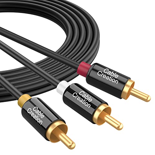 Cinch Kabel 5M, CableCreation 3xRCA Stecker auf 3xRCA Stecker, Video-Audio-AV Y-Splitter-Kabel Kompatibel mit Set-Top-Box, Lautsprecher, Verstärker, DVD-Player usw. 24K Vergoldetem Anschluss/16FT von CableCreation