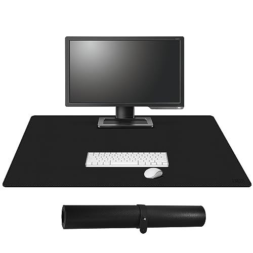 Cacoy Schreibtischunterlage aus Leder, Große Mauspad und Lederschreibtischunterlage, 90 x 50cm Abwischbar Doppelseitige Schreibtischauflage für Büro und Zuhause (Schwarz) von Cacoy