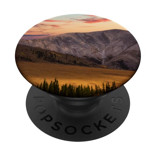 Motiv Landschaft Wald und Berge, schönes Herz der Liebe, goldfarben PopSockets mit austauschbarem PopGrip von Cadeau coucher soleil Personnalisé Coeur D'Amour