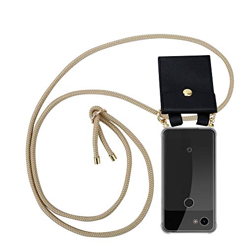 Cadorabo Handykette kompatibel mit Google Pixel 3A Schutzhülle TPU Silikon Case Necklace Design Slim Kratzfest Kordel Band mit Etui Rundumschutz Case Hülle für Google Pixel 3A in Braun von Cadorabo