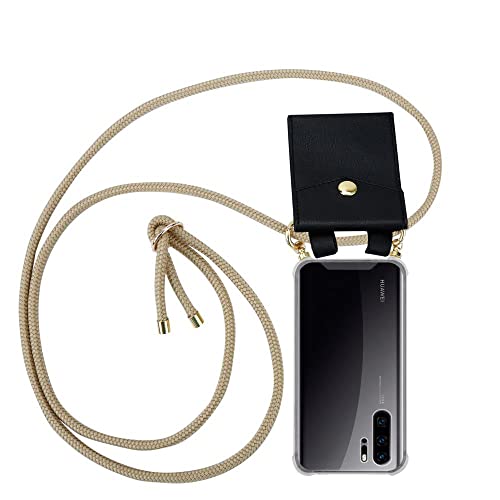 Cadorabo Handykette kompatibel mit Huawei P30 PRO Schutzhülle TPU Silikon Case Necklace Design Slim Kratzfest Kordel Band mit Etui Rundumschutz Case Hülle für Huawei P30 PRO in Braun von Cadorabo