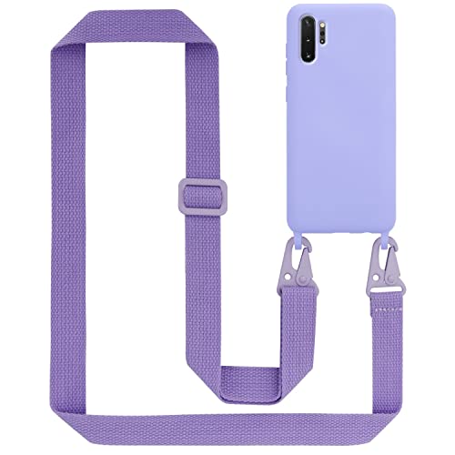 Cadorabo Handykette kompatibel mit Samsung Galaxy Note 10 Plus Schutzhülle TPU Liquid Silikon Case Necklace mit verstellbarem Band Kordel mit Etui Case Hülle für Galaxy Note 10 Plus in Lila von Cadorabo