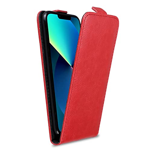 Cadorabo Hülle kompatibel mit Apple iPhone 13 Mini Flip Design aus Premium Kunst Leder Flip Klappbare Stoßfeste Magnetische Cover Hülle für iPhone 13 Mini Tasche in Rot von Cadorabo