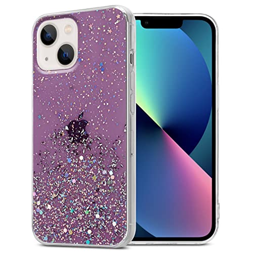 Cadorabo Hülle kompatibel mit Apple iPhone 14 Plus Rundumschutz TPU Silikon Case Mädchen Glitzer Strass Design Slim Kratzfest Weiche Gummi Bling Schutzhülle für Apple iPhone 14 Plus in Lila von Cadorabo