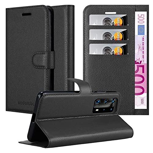 Cadorabo Hülle kompatibel mit Huawei P40 PRO / P40 PRO+ Handyhülle aus Kunst Leder Flip Klappbare Magnetische [Kartenfächern] Cover Hülle für Huawei P40 PRO / P40 PRO+ Tasche in Schwarz von Cadorabo