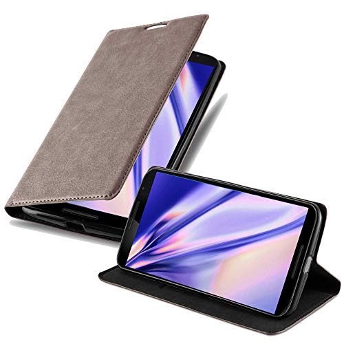 Cadorabo Hülle kompatibel mit Motorola Google Nexus 6 aus Kunst Leder Flip Klappbare Stoßfeste Magnetische [Standfunktion] [Kartenfächern] Cover Hülle für Motorola Google Nexus 6 Tasche in Braun von Cadorabo