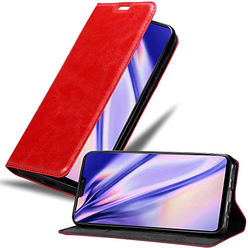 Cadorabo Hülle kompatibel mit OnePlus 6 aus Premium Kunst Leder Flip Klappbare Stoßfeste Magnetische [Standfunktion] [Kartenfächern] Cover Hülle für OnePlus 6 Tasche in Rot von Cadorabo