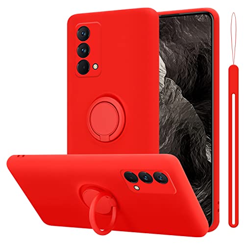 Cadorabo Hülle kompatibel mit Realme GT Master Schutzhülle TPU Silikon Case Liquid Design mit Ring Slim Kratzfest Liquidsilikon Microfaser mit Rundumschutz Case Hülle für Realme GT Master in Rot von Cadorabo