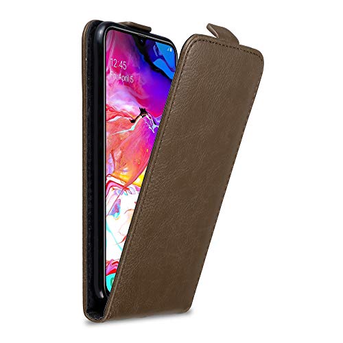 Cadorabo Hülle kompatibel mit Samsung Galaxy A70 / A70s Flip Design aus Premium Kunst Leder Flip Klappbare Stoßfeste Magnetische Cover Hülle für Galaxy A70 / A70s Tasche in Braun von Cadorabo