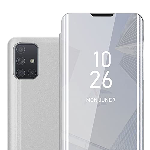 Cadorabo Hülle kompatibel mit Samsung Galaxy A71 4G Schutzhülle TPU Silikon Case 360 View Spiegel, Slim Kratzfest Weiche Gummi mit Rundumschutz Cover Hülle für Galaxy A71 4G in Silber von Cadorabo