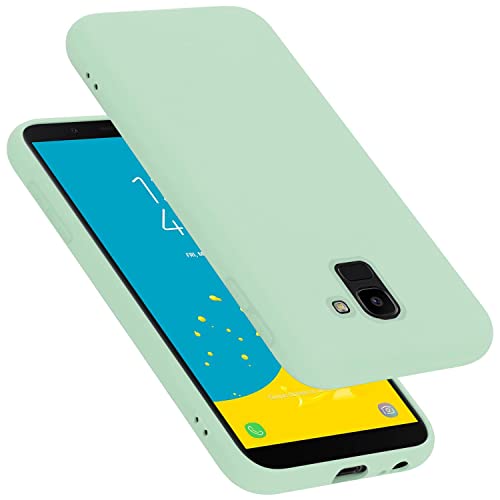 Cadorabo Hülle kompatibel mit Samsung Galaxy J6 2018 Hülle Silikon Handyhülle für Galaxy J6 2018 Case aus flüssigem Silikon, Kratzfeste Schutzhülle für Samsung Galaxy J6 2018 - Liquid HELL GRÜN von Cadorabo