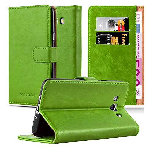 Cadorabo Hülle kompatibel mit Samsung Galaxy J7 2016 aus Premium Kunst Leder Flip Klappbare Stoßfeste Magnetische [Standfunktion] [Kartenfächern] Cover Hülle für Galaxy J7 2016 Tasche in Grün von Cadorabo