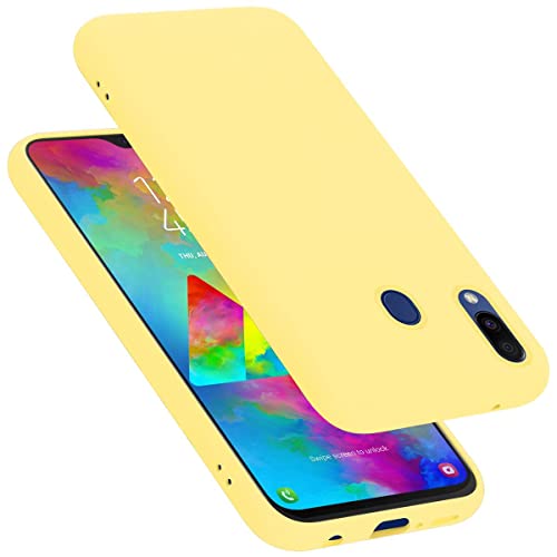 Cadorabo Hülle kompatibel mit Samsung Galaxy M20 Hülle Silikon Handyhülle für Galaxy M20 Case aus flüssigem Silikon, Kratzfeste und stoßfeste Schutzhülle für Samsung Galaxy M20 - Liquid GELB von Cadorabo