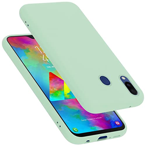 Cadorabo Hülle kompatibel mit Samsung Galaxy M20 Hülle Silikon Handyhülle für Galaxy M20 Case aus flüssigem Silikon- stoßfeste dünne TPU Schutzhülle für Samsung Galaxy M20 - Liquid HELL GRÜN von Cadorabo