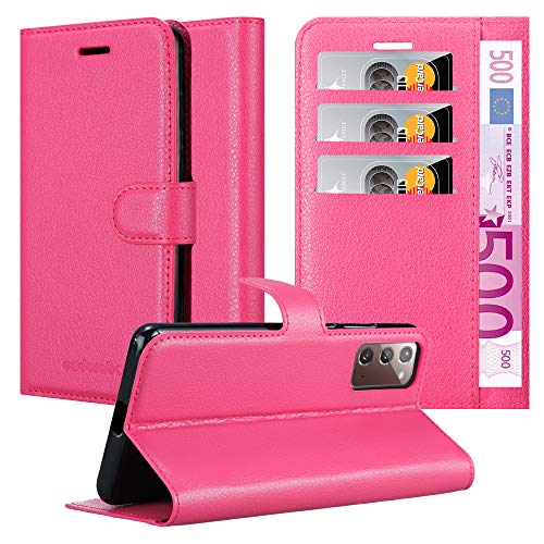 Cadorabo Hülle kompatibel mit Samsung Galaxy Note 20 Handyhülle aus Kunst Leder Flip Klappbare Stoßfeste Magnetische [Standfunktion] [Kartenfächern] Cover Hülle für Galaxy Note 20 Tasche in Pink von Cadorabo