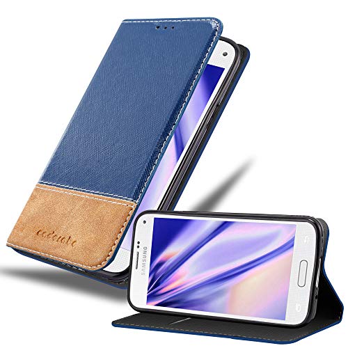 Cadorabo Hülle kompatibel mit Samsung Galaxy S5 / S5 NEO aus Premium Kunst Leder Flip Klappbare Stoßfeste Magnetische [Standfunktion] [Kartenfächern] Cover Hülle für Galaxy S5 / S5 NEO Tasche in Blau von Cadorabo