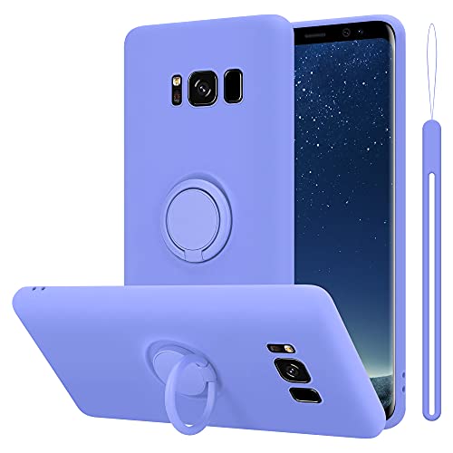 Cadorabo Hülle kompatibel mit Samsung Galaxy S8 Plus Schutzhülle TPU Silikon Case Liquid Design mit Ring Slim Kratzfest Liquidsilikon Microfaser Case Hülle für Galaxy S8 Plus in Lila von Cadorabo