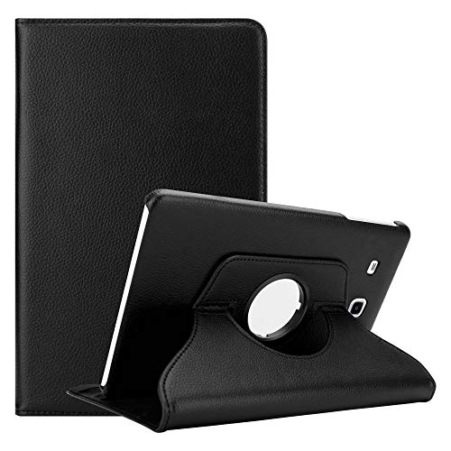 Cadorabo Hülle kompatibel mit Samsung Galaxy Tab E (9.6 Zoll) Tablethülle ohne Auto Wake Up aus Premium Kunst Leder Flip Klappbare Stoßfeste Cover Hülle für Galaxy Tab E (9.6 Zoll) Tasche in Schwarz von Cadorabo