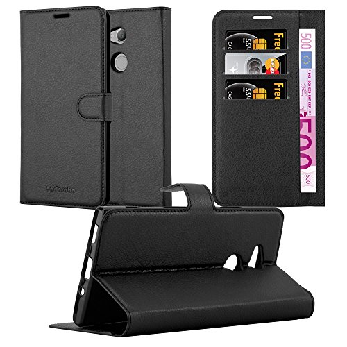 Cadorabo Hülle kompatibel mit Sony Xperia XA2 Ultra Handyhülle aus Kunst Leder Flip Klappbare Magnetische [Standfunktion] [Kartenfächern] Cover Hülle für Sony Xperia XA2 Ultra Tasche in Schwarz von Cadorabo