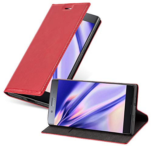 Cadorabo Hülle kompatibel mit Sony Xperia XZ1 COMPACT aus Premium Kunst Leder Flip Klappbare Stoßfeste Magnetische [Standfunktion] [Kartenfächern] Cover Hülle für Sony Xperia XZ1 COMPACT Tasche in Rot von Cadorabo