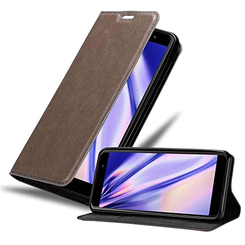 Cadorabo Hülle kompatibel mit WIKO Lenny 5 aus Premium Kunst Leder Flip Klappbare Stoßfeste Magnetische [Standfunktion] [Kartenfächern] Cover Hülle für WIKO Lenny 5 Tasche in Braun von Cadorabo